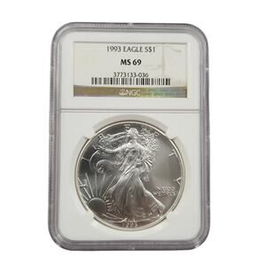 1993 American Silver Eagle NGC MS69 1 oz .999 Silver